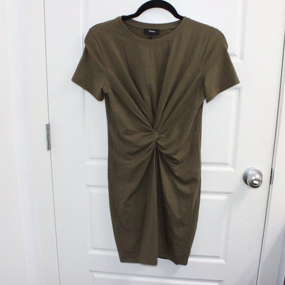 Theory T Shirt Dress Women Large Front Knot Short Sleeve Beachy Boho Size Small - Picture 1 of 3